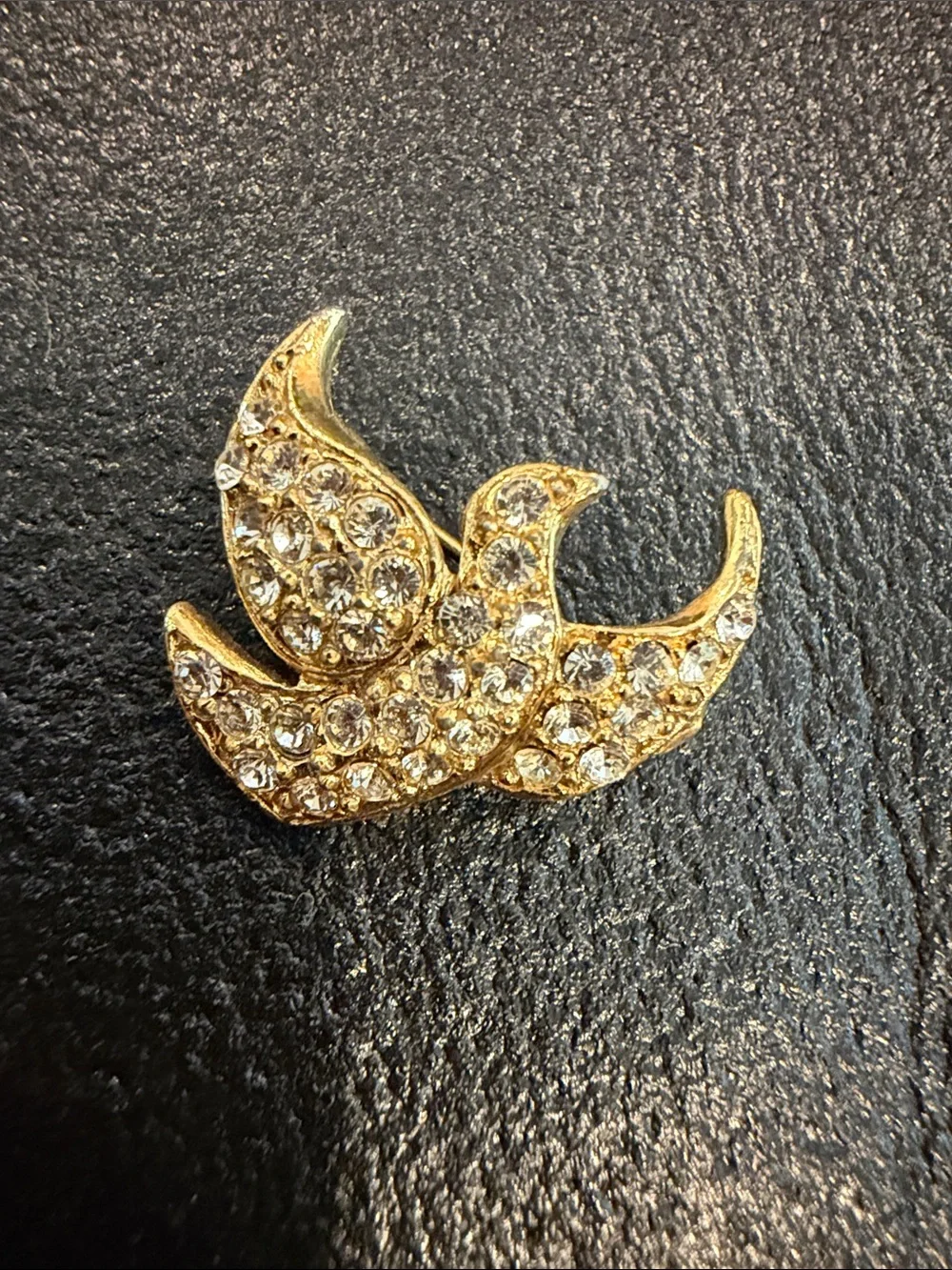 Gold Tone Crystal Dove Brooch - Women Jewelry